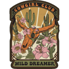 Cow Skull Cowgirl Club Illustration Sticker