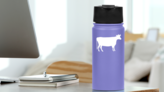 Cow Standing Sticker on a Water Bottle (New) example