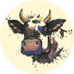 Cow Watercolor Illustration. Farm Animals. Sticker