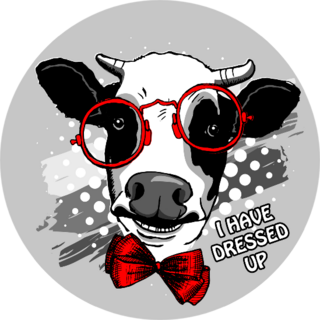 Cow With Bow And Glasses I Have Dressed Up Sticker