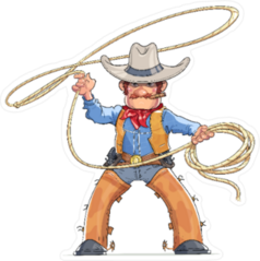 Cowboy and Lasso Sticker