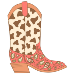 Cowboy Boot Cow Print Sticker