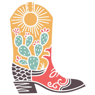Cowboy Boot Green Cactus Sticker