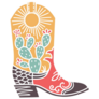 Cowboy Boot Green Cactus Sticker