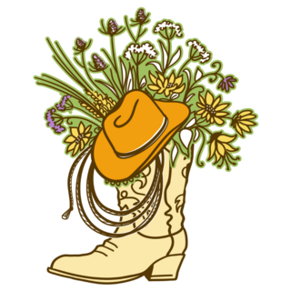 Cowboy Boot With Flowers Sketch Sticker