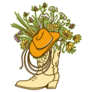 Cowboy Boot With Flowers Sketch Sticker