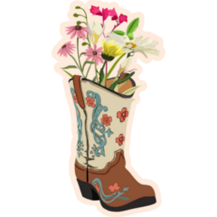 Cowboy Boot With Wild Flowers Sticker