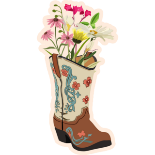 Cowboy Boot With Wild Flowers Sticker