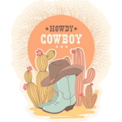 Cowboy Boots And Cactuses American Sticker