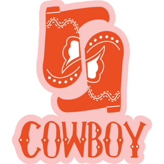 Cowboy Boots Retro Lettering On Pink Sticker