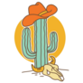 Cowboy Cactus Hand Drawn Sticker