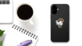 Cowboy Chicken, Pixel Art Sticker on a Phone (New) example