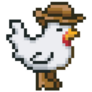 Cowboy Chicken, Pixel Art Sticker
