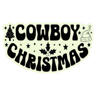 Cowboy Christmas Hand Drawn Lettering Sticker
