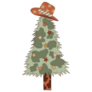 Cowboy Christmas Tree Illustration Sticker
