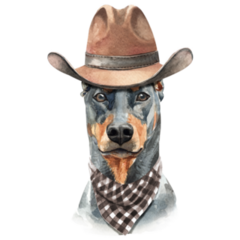 Cowboy Doberman Sticker
