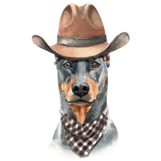 Cowboy Doberman Sticker