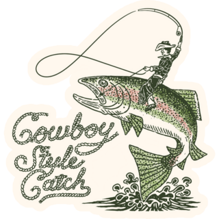 Cowboy Fishing Sticker