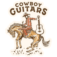 Cowboy Guitars Illustration Sticker