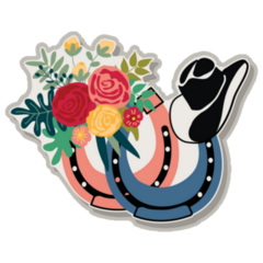 Cowboy Hat, Horseshoes And Flowers Sticker
