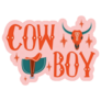 Cowboy Lettering Saddle On Pink Sticker