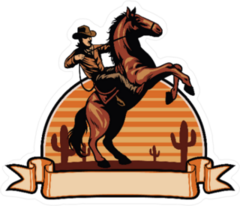 Cowboy on Horse Ribbon Sticker