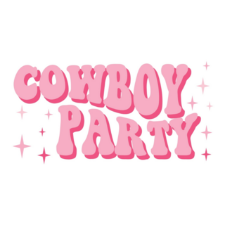 Cowboy Party Pink Lettering Sticker