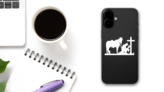 Cowboy Resting And Reading The Bible Sticker on a Phone (New) example