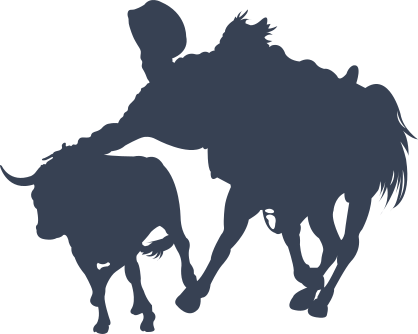 Cowboy Riding A Horse Catching A Bull Sticker