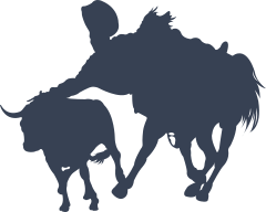 Cowboy Riding A Horse Catching A Bull Sticker