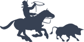 Cowboy Riding A Horse Chasing Bull Sticker