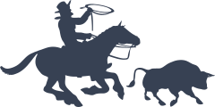 Cowboy Riding A Horse Chasing Bull Sticker