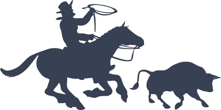 Cowboy Riding A Horse Chasing Bull Sticker