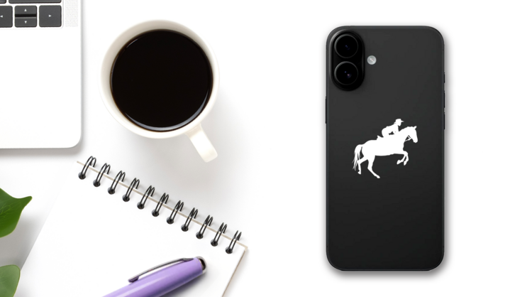 Cowboy Riding A Horse Sticker on a Phone (New) example