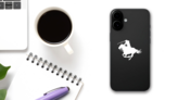 Cowboy Riding A Horse With Lasso Sticker on a Phone (New) example