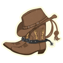 Cowboy Western Hat And Boots Sticker