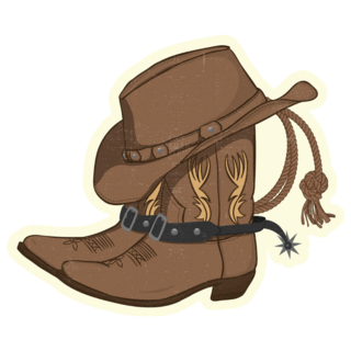 Cowboy Western Hat And Boots Sticker
