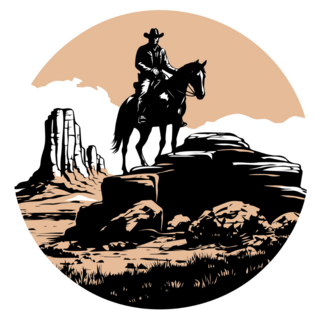 Cowboy Western Scene Sticker