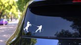 Cowboy With A Horse Sticker on a Rear Car Window (New) example