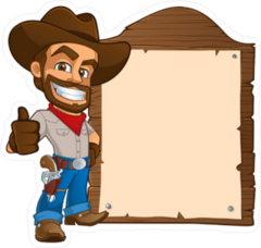 Cowboy with Sign Sticker