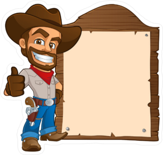 Cowboy with Sign Sticker