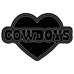 Cowboys Rhinestone Heart Lettering Sticker