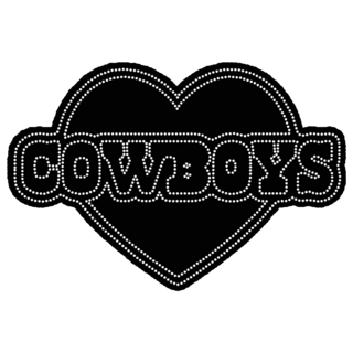 Cowboys Rhinestone Heart Lettering Sticker