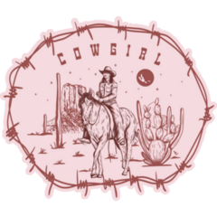 Cowgirl Barbed Wire Pink Sticker