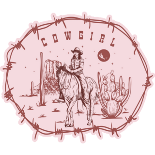 Cowgirl Barbed Wire Pink Sticker
