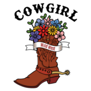 Cowgirl Boot Floral Lettering Sticker