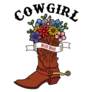 Cowgirl Boot Floral Lettering Sticker
