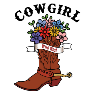 Cowgirl Boot Floral Lettering Sticker