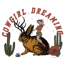 Cowgirl Dreaming Bunny Typography Sticker