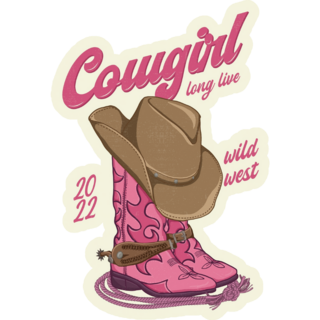 Cowgirl Illustration Boots Sticker